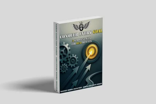 Cover of the "Goal Mastery" guide featuring a minimalist design symbolizing discipline and progress.